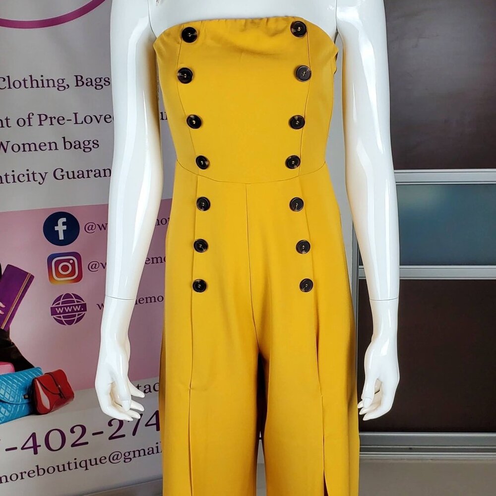Women's Strapless Mustard Jumpsuit